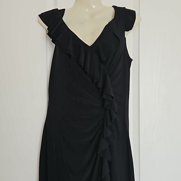 Ralph Lauren Women's Ruffled Midi Dress Black 4 - Picture 3 of 16